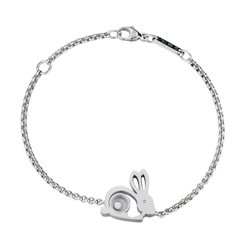 Chopard 18k White Gold 'Rabbit Good Luck' Floating Diamond Bracelet -  Yoogi's Closet