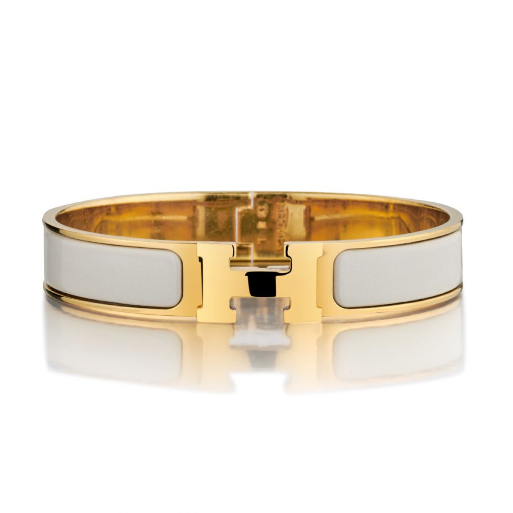 White Enamel store Gold-Plated Clic H Bracelet