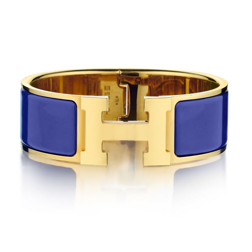 Hermes Wide Clic Clac Bangle/Bracelet With Purple Enamel