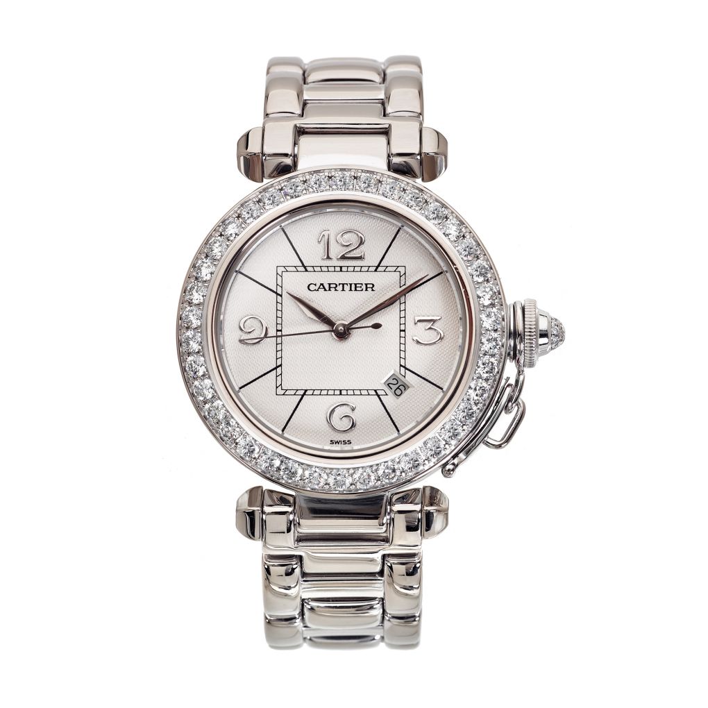 Cartier white gold watch with diamonds best sale