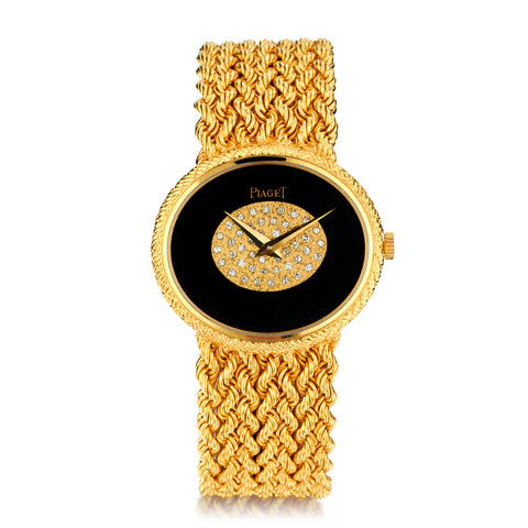 Piaget  Ladies Onyx and Diamond 18kt Yellow  Gold Watch. Ref:9802