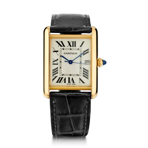 Cartier Tank Louis Mens 18kt Yellow Gold Date Wristwatch