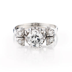 Platinum Diamond Vintage Ring. 1.00ct European Cut Diamond