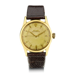 Rare!! Gold and Steel Rolex Oyster Perpetual. Tropical Dial. Bubbleback. Ref: 6332. Circa 1950's