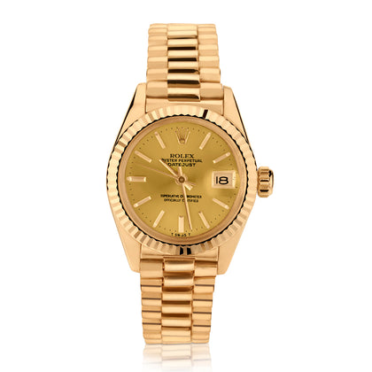 Rolex Oyster Perpetual Datejust Yellow Gold Ladies President Watch. Ref# 69178