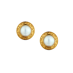 Carl F Bucherer 18kt Yellow Gold Mabe' Pearl Sud Earrings.