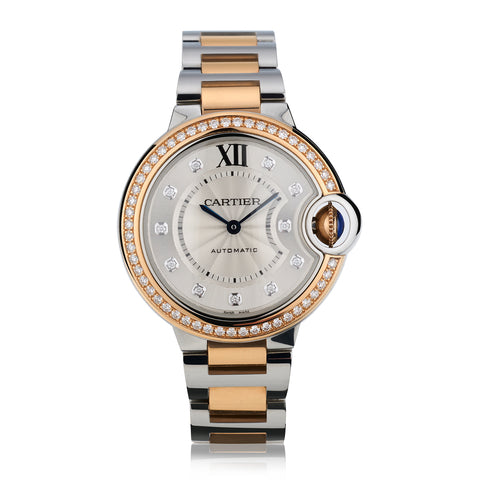 Cartier Ballon Bleu in Steel and 18kt Rose Gold.Case Size: 33mm. Ref:3753