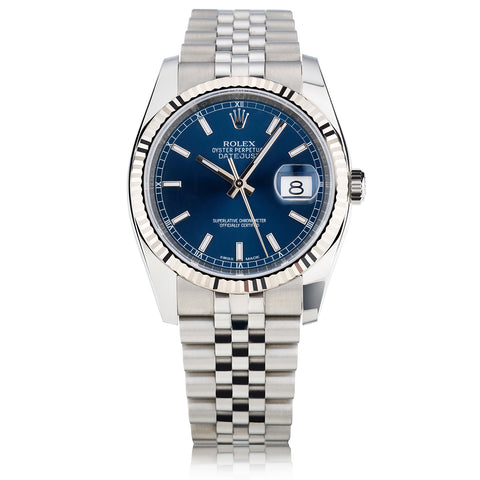 Rolex Datejust 36mm watch in Stainless Steel. Blue Dial. Ref: 116234.