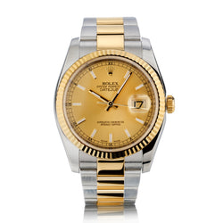 Rolex Datejust 36mm in Steel and 18kt Yellow Gold. Ref: 116233