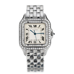 Cartier Panthere X-Large in Steel with Custom Diamond Bezel. Ref: 1300