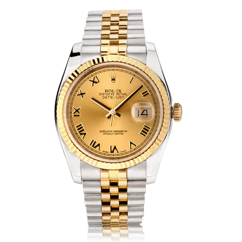 Rolex Oyster Perpetual Datejust Two-Tone White Dial Jubilee Watch. 36mm