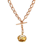 Vintage 9kt Pink Gold Chain with T-Bar and Citrine Stone Seal.