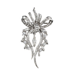 Beautiful Diamond Platinum Bow Brooch Set with 3.50ct Tw