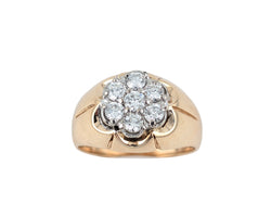 Vintage 14kt Rose Gold Cluster Ring. 7 xx 0.50ct Tw Brilliant Cut Diamonds.