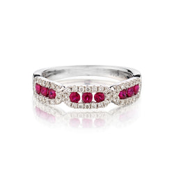 18kt White gold Ruby and Diamond Band Ring