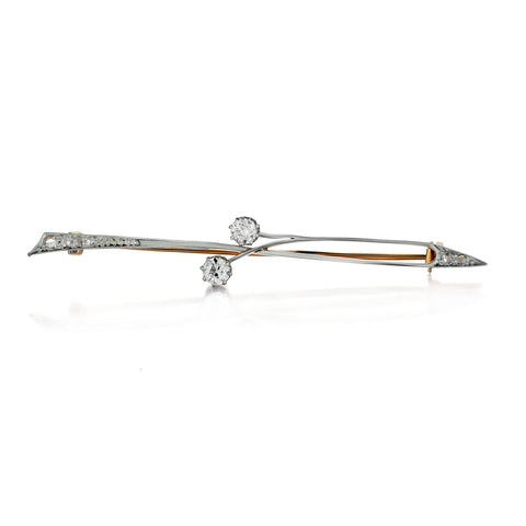 Platinum and Diamond Vintage Bar Brooch. 0.50tw