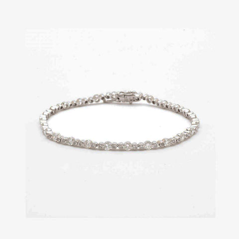 3.21 Total Carat Diamond White Gold Tennis Bracelet