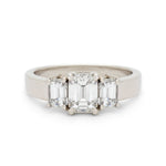 1.03 Carat Emerald Cut Diamond Three-Stone 14kt White Gold  Ring