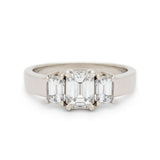 1.03 Carat Emerald Cut Diamond Three-Stone 14kt White Gold  Ring