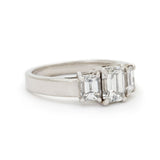 1.03 Carat Emerald Cut Diamond Three-Stone 14kt White Gold  Ring