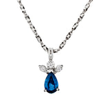 18kt White Gold Blue Sapphire and Diamond Pendant.