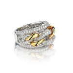 18KT White and Yellow Gold Chain Link Diamond Ring.2.25ct Tcw.