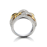 18KT White and Yellow Gold Chain Link Diamond Ring.2.25ct Tcw.