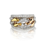 18KT White and Yellow Gold Chain Link Diamond Ring.2.25ct Tcw.