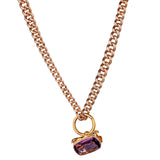 Vintage 9kt Rose gold Albert Link Chain with Amethyst Stone Fob.