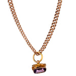 Vintage 9kt Rose gold Albert Link Chain with Amethyst Stone Fob.