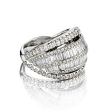 18kt White Gold Diamond Ring. 3.00ct Tw of Brilliant and Baguette Cut Diamonds