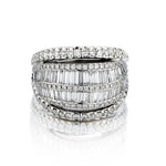 18kt White Gold Diamond Ring. 3.00ct Tw of Brilliant and Baguette Cut Diamonds