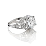 Platinum Vintage Art Deco Ring. 2.75 European Cut Diamond.