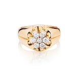 14kt Mens Vintage Rose Gold Diamond Cluster Ring.