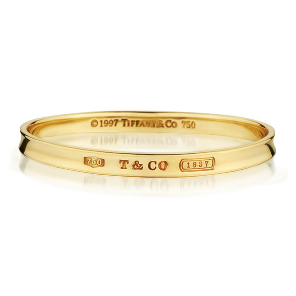 Tiffany Co 18kt Yellow Gold 1837 Bangle Bracelet. Large Van Rijk