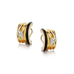 Ladies 18kt Yellow Gold Diamond and Enamel Earrings. Le Nouvelle Bague