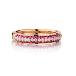 18kt Pink Gold Ruby and Diamond Band.