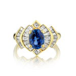 18kt Yellow Gold Blue Sapphire and Diamond Ring