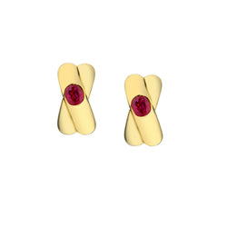 18kt Yellow Gold Ruby Huggies Earrings. 2 x 0.90ct Tw