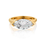 18kt Handmade Yellow Gold Marquise Cut Diamond Ring. 2.36 Carat Weight. GIA