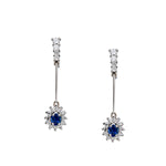 Birks Classic 18kt White Gold Blue Sapphire and Diamond Drop / Pendant Earrings.