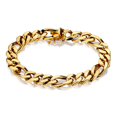 Unisex 14kt Yellow Gold "Figaro" Bracelet. 44 grams