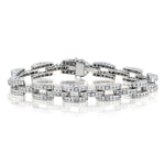 18kt White Gold Three Row Domed Link Bracelet. 3.19ct Tw