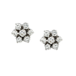 14kt White Gold Diamond Cluster Earrings.  0.75ct Tw