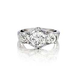 Platinum Vintage 3-Stone Diamond Ring.