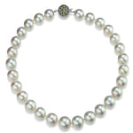 South Sea Pearl Strand. 12-15mm Pearl Size. Diamond Lattice Ball Clasp