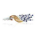 18kt Yellow and White Gold Diamond and Blue Sapphire Bouquet Brooch.