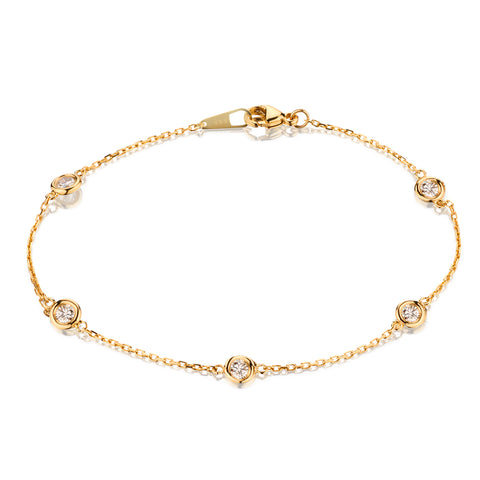 14kt Yellow Gold Diamonds By The Yard Bracelet. 5 X 1.00ct Tw