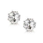 Platinum Vintage 6.80 Total Carat Weight of Old-European Cut Diamond Stud Earrings.