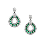 18kt White Gold Green Emerald and Diamond Drop/Pendant Earrings.